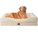 EHEYCIGA Memory Foam Cuccia Cane Interno Taglia Grande, Impermeabile Divano per Cani Sfoderabile e Lavabile, Letto per Cani con 4 Bordi Rialzati, Beige, 106.5x76x18.5cm - 1