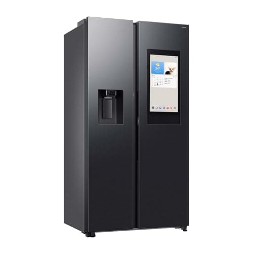 Samsung RS90F66BEFEF Side-by-Side Kühl-Gefrierkombination, AI Kühlschrank mit Gefrierfach, 178 cm, 614 l, Eis-/Wasserspender mit Wasseranschluss, Family Hub, AI Energy & Voice Control, Black Steel