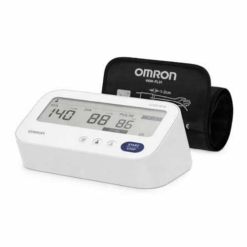 OMRON M3 Comfort AFib – Tensiómetro automático de brazo con detección de fibrilación auricular + funda IntelliWrap, medición de 3 vías, 2 memorias, perfecto para el hogar y la prevención
