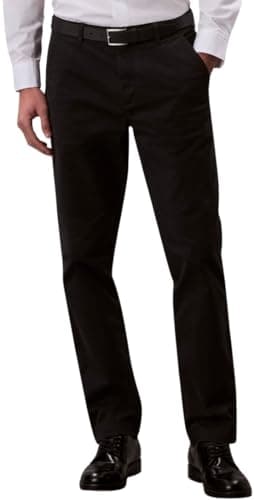 Calvin Klein Uomo Pantaloni Chino Cotton Signature Slim Fit, Nero (Black), 34W/36L