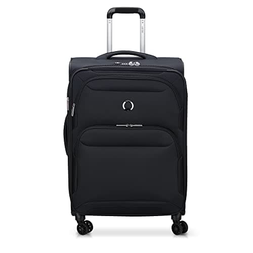 DELSEY PARIS Sky Max 2.0 Softside Expandable Luggage with Spinner Wheels, Black, Checked-Large, 28 Inch, Sky Max 2.0 Softside Expandable Luggage with Spinner Wheels