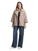 Tom Tailor Damen Bouclé Cape Jacke im 2-in-1-Look - 2