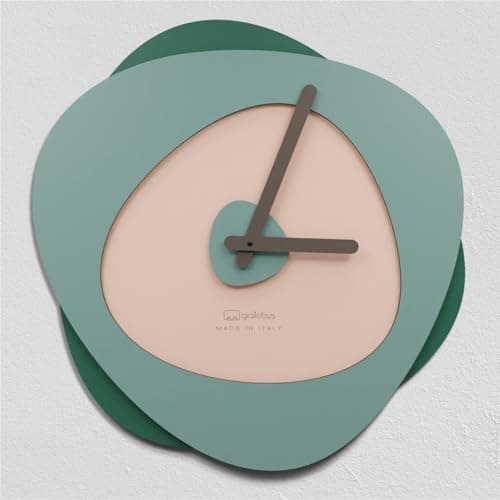 Giallobus - Reloj Premium - Reloj Bokeh - Madera de MDF - Premium 30x30‎‎cm - 08 - Green Elegance - Artesano Made in Italy - Silencioso - Idea de Regalo - Doble Nivel Moderno