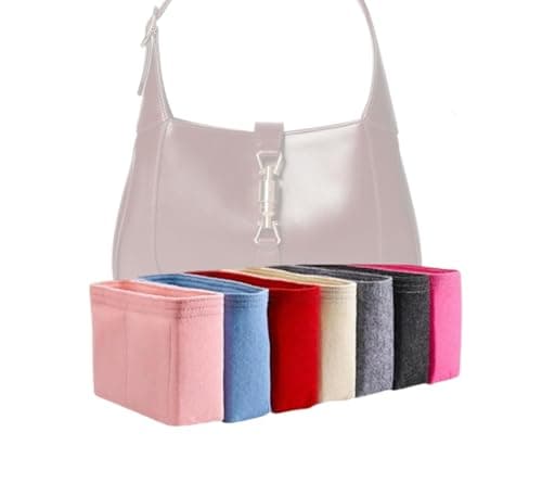 Xoppia - Organizador de bolsas compatible con Gucci Jackie 1961 pequeño bolso de hombro, inserto de bolsa de fieltro para bolso de mano, forro de bolsa para mujer (negro, estilo B: cremallera lateral)