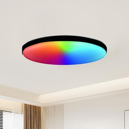 Refein Smart LED Ceiling Light Dimmable, 24W Flush Led RGB Colour Changing Ceiling Light Compatible with Alexa & Google Home 30CM Ceiling Lamps for Bedroom Bathroom Living Room (2700-6500K)