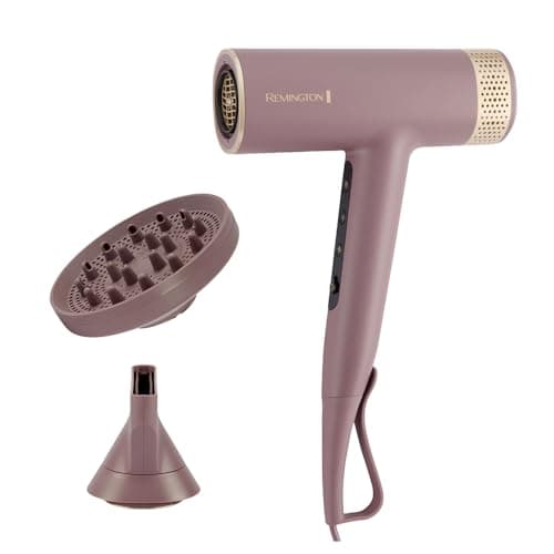 Remington AIRvive Hair Dryer [Lightweight Durable Brushless Digital Motor 110,000 rpm] 2 Attachments: Diffuser & Styling Nozzle (Ion & Anti-Frizz Technology, 12 Heat & Speed Levels) EC8930