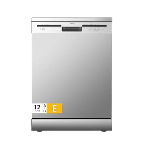 Midea MFD60S121X-IT Lavastoviglie Libera Installazione con 12 coperti, 6 Programmi, Partenza Ritardata, Funzione di Mezzo Carico, 60 cm - Inox