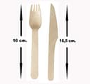 DON PALILLO - 50 Sets de Cubiertos de Madera Desechables envasados en Papel Kraft. Cada Set Contiene 1 Tenedor + 1 Cuchillo + 1 Cuchara + 1 servilleta de Papel + 1 palillo env. Ind. Total 50 Sets - 5