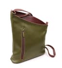 Lusso in pelle Genuine Soft Italian Leather Crossbody Messenger Handbag for Women (Olive and Tan) - 3
