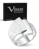 Vinani Damenring, 925 Sterling Silber – Schichten-Design mit 3 Ebenen, gebürstet und poliert, breites massives Band, handgefertigter zeitloser Schmuck für Damen, Größe 58 Modell 2RSC58 - 2