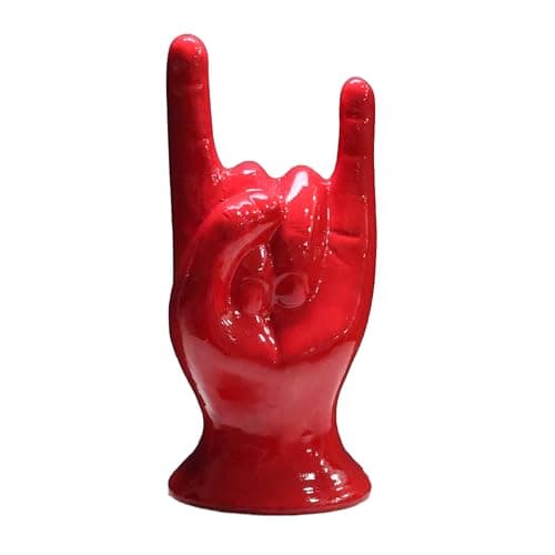 Generico Mano Corna Portafortuna Napoletana contro la Jella, Scultura in Ceramica Rossa Lucida, Amuleto Scaramantico Tradizionale, Soprammobile Decorativo Design Moderno, Idea Regalo Buon Augurio