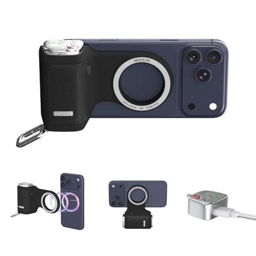 COMITOK MOCA iPhone 17 Pro Camera Grip No Need App for iOS26, Compatible iOS17 and iOS18, Fun Shot Magnetic Grip for Phone Native Camera with Anti-Drop Detachable Remote and Convenient Keychain Hook