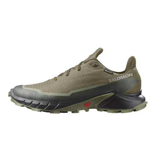 Salomon Alphacross 5 Gore-Tex wasserdichte Herren Trail-Laufschuhe, Outdoor-bereit, Wasser- und Wetterschutz, Anhaltender Komfort, Olive Night, 42 2/3