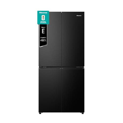 Hisense RQ5P470SAFE, Frigorifero Americano Quattro Porte, Classe E, Black Inox, Total No Frost, WiFi, Metal cooling, Zona convertibile, 483 litri, Controllo elettronico touch