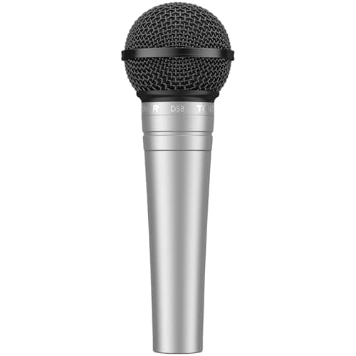 TONOR Dynamisches Gesangsmikrofon mit integriertem Poppfilter, XLR Mikrofon Handheld Microphone mit Rauschunterdrückung, 6,35 mm XLR-Ausgang für Gesang Bühne Aufnahme Karaoke Maschine, D58 Silber