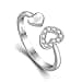 Epoch World Anelli in Argento 925 Anello Argento Regolabile Anelli Aperto Cubic Zirconia Anello Cuore Donna Anelli per Donna di Promessa Fidanzamento Anniversario - 1