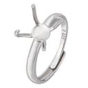 BENECREAT 925 Anillo En Plata de Ley 4 Garras En Blanco, Bases de Anillo Ajustables de Plata, Base de Anillo de Dedo de 19.4 mm., Componentes de Anillos de Garra para la Fabricación de Joyas - 1