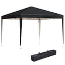 Outsunny 3 x 3M Garden Pop Up Gazebo Height Adjustable Marquee Party Tent Wedding Canopy with Carrying Bag, Black - 1