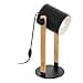 Eglo Table lamp Hornwood, Vintage Bedside lamp in Industrial Design, Retro Living Room and Bedroom Lighting, Metal in Black and Cream, Natural Wood, FSC Certified, E27 Socket, incl. Switch - 1