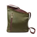 Lusso in pelle Genuine Soft Italian Leather Crossbody Messenger Handbag for Women (Olive and Tan) - 1