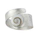 Silverly Anillos Ajustables Concha Ojo Shiva Mujer | Anillos Plata de Ley 925 | Anillo Plata Maciza Acabado Satinado Piedra Preciosa | Diseño Ajustable Piedra Nacimiento Espiral Envolvente - 1