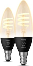 Philips Hue Filament Candle 2 Pack White Ambiance LED Smart Light Bulb [E14 Small Edison Screw] 4.9W for Indoor Home Lighting. Bedroom, Livingroom and Dining. - 6