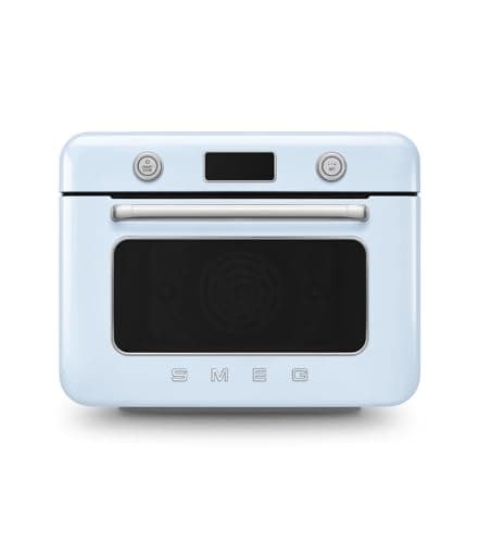 Smeg, Forno Combinato a Vapore da Appoggio COF01PBEU, 10 Funzioni di Cottura, 33 Ricette Automatiche, Serbataio Estraibile, Cottura a Vapore, Funzione Decalcificazione, Potenza 1800W, Azzurro Pastello