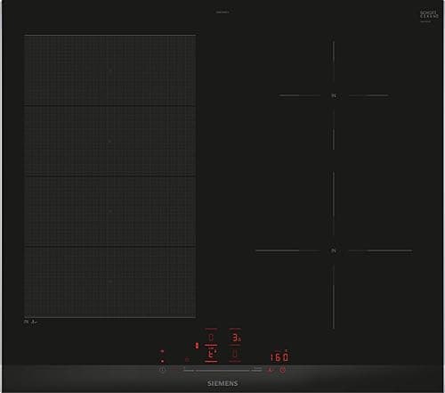 Siemens EX675HEC1E iQ700, Smart piano cottura a induzione, 60 cm, nero, con telaio, varioinduzione, TouchSlider, sensore di arrosto Pro – arrosto senza pericolo di bruciatura