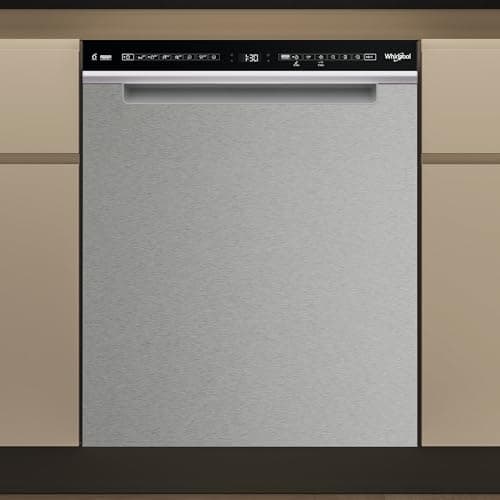 Whirlpool W7U HS31 X Under-Unit Dishwasher, 60 cm, Energy Efficiency Class D, 15 Place Settings, Maxi Space - Interior, 6th Sense Automatic Programmes, Silent Option, Rapid 45°, Stainless Steel