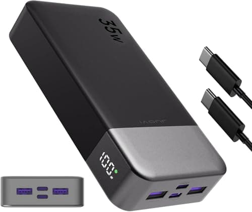 Portable Power Bank 20000mAh, JUOVI 35W Cargador portátil, batería de Carga rápida, PD3.0 QC4.0 batería Externa del teléfono con Pantalla LED para el iPhone 16 15, Galaxy, Tablet, Switch, etc