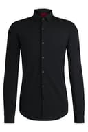 HUGO Camicia da uomo Kenno slim fit in jersey elasticizzato, Nero , 38 - 7