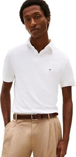 Tommy Hilfiger Maglietta Polo Maniche Corte Uomo 1985 Regular Fit, Bianco (White), L