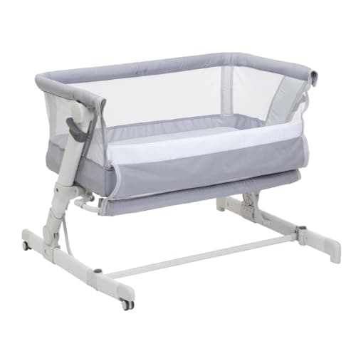 Chicco Next2Me Pop Up Baby Cot for Newborns, Co-sleeping Cot, Compact Closure, Portable Anywhere, Folding Latches, Height Adjustable, Includes Mattress and Travel Bag, Grey