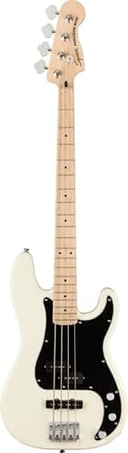 Squier by Fender Affinity Series Precision Bass, Tastiera in Acero, Olympic White, Design Classico, Suonabilità Confortevole, Include Lezioni Virtuali Gratuite
