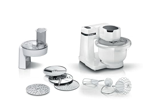 Bosch MUMS2AW01 - Robot da cucina serie 2, 700 W, con 5 dischi in acciaio inox, colore: Bianco
