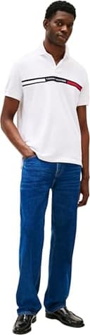 Tommy Hilfiger Uomo Maglietta Polo Maniche Chest Insert Regular Fit, Bianco (White), XXL - 4