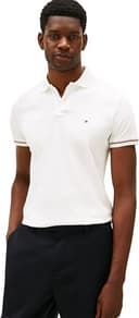 Tommy Hilfiger Men Liquid Cotton RWB Cuff Slim Polo MW0MW41612 S/S Polo, White, M - 1