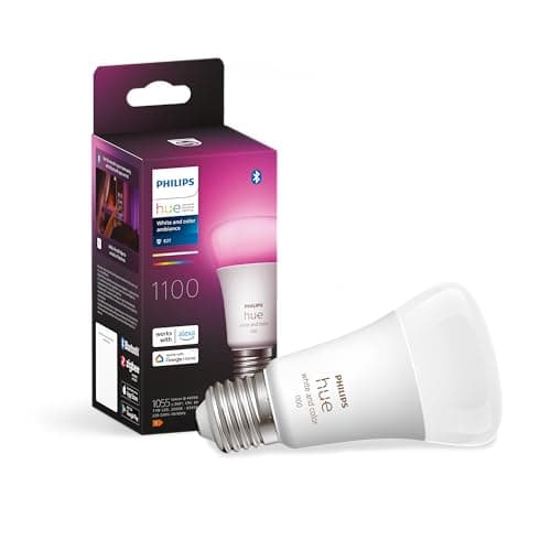 Philips Hue White and Color Ambiance Lampadina Smart LED, Attacco E27, 11W, Luce Bianca o Colorata, Dimmerabile, Controllo con Bluetooth e Hue App, Funziona con Alexa, Google Assistant e Apple HomeKit