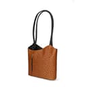 Damentasche mit Griffen und umwandelbar in einen Rucksack aus echtem Leder mit Straußenprägung. Italienisches Handwerksprodukt. Hergestellt in Italien GLX22300523FBG-06_CUOIO_20_BLACK 28x25x9 cm - 2