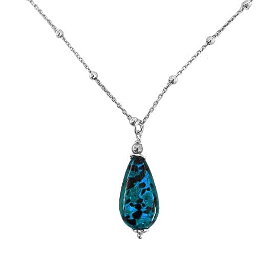 Venetiaurum - Collana per Donna con Pendente a Goccia in Vetro Originale di Murano e Argento 925 - Gioiello Made In Italy Certificato