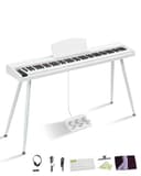 LALAHO 88 Key Semi-Weighted Keyboard Piano, Digital Piano Keyboard with Professional Triple Pedal, Bluetooth MIDI Function, Advanced Chip and Full Equipment for Beginner (White) - 1