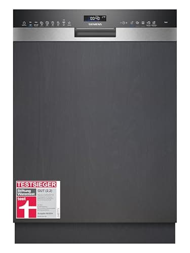 Siemens SN55ZS07CE, iQ500 Smart Dishwasher, Partially Integrated, 60 cm Wide, Stainless Steel, Cutlery Drawer, Extra Quiet, VarioHinge, Zeolite, AquaStop, VarioSpeed Short Programme, Interior Lighting