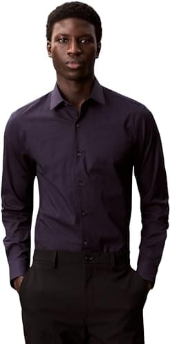 Calvin Klein Camicia da Uomo Slim ESNTL Poplin NOS STR SLD, Blu (Night Sky), XL