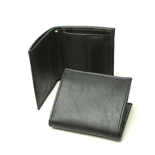 Old Angler Portafoglio in Pelle Nero | Made in Italy | Design Classico con 5 Scomparti per Carte e Porta Monete | Fodera Scozzese