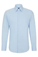 BOSS Herren H-HANK-C1-214 Slim-Fit Hemd aus elastischer Baumwoll-Popeline mit bügelleichtem Finish Hellblau 42 - 9