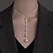 Cybche Vintage Pearl Y Lariat Necklace Minimal Pearl Pendent Necklace Silver Snake Chain Necklaces Long Pearls Drop Necklaces Round Beads Choker Wedding Bridal Jewelry for Women - 3