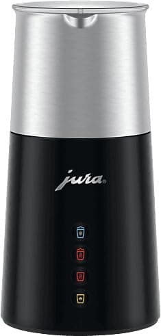 Jura 24331-Espumador de leche eléctrico, función caliente y fría, modelo, para bebidas de leche calientes y frías, color negro y plateado