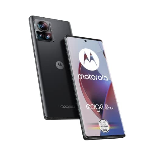 Motorola edge30 Ultra Smartphone (6.7 Inch FHD+ Display, 200 MP Camera, 12/256 GB, 4,610 mAh, Android 12), Interstellar Black, Including Protective Cover and Car Adaptor