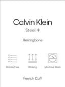 Calvin Klein Men's Non Iron Slim Fit Herringbone French Cuff Dress Shirt, White, Large - 4