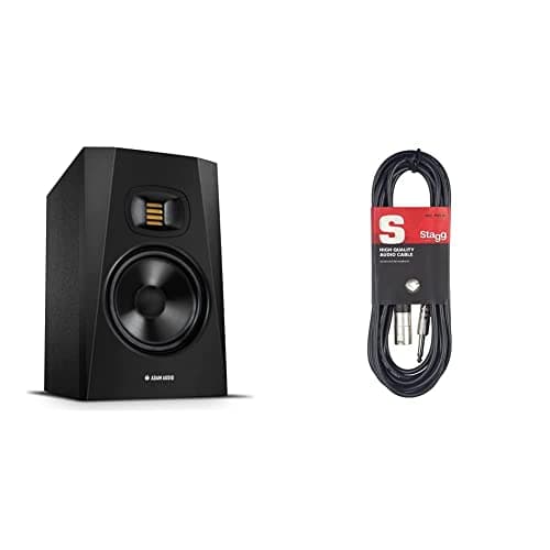 Adam Audio Monitor de Estudio T7V para grabación, Mezcla y masterización, Sonido de Calidad de Estudio & Stagg SAC3PXM DL - Cable XLR Macho a Jack 6,3 mm. Color Negro